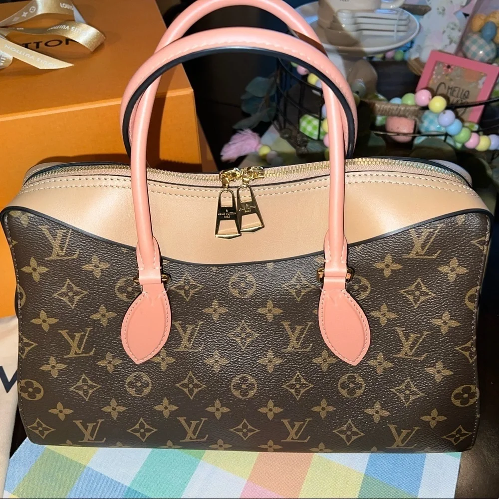 Louis Vuitton Tuileries Handbag Monogram Canvas with Leather PEACH in EUC!!! - Picture 5 of 11